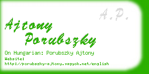 ajtony porubszky business card